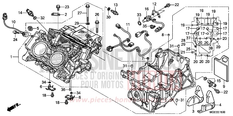 CARTER MOTEUR (VFR1200FD) de VFR1200F DCT CANDY PROMINENCE RED (R342) 2015